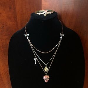 Betsey Johnson Necklace & Skull Bracelet BUNDLE.